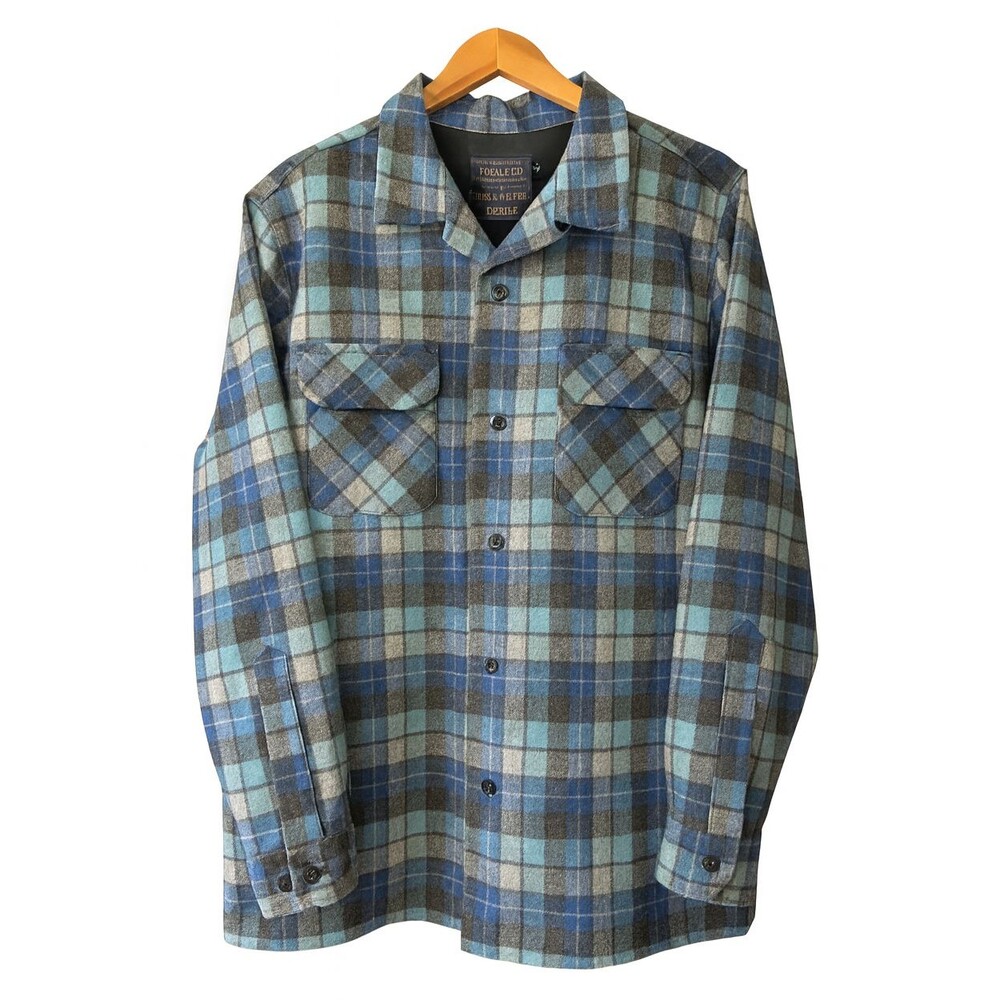 NWOT Pendleton Original Board Shirt BLUE Surf Plaid Beach Boys Virgin Wool-L